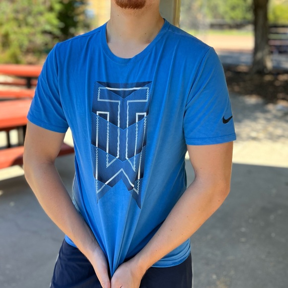 NIKE TIGER WOOD COLLECTION MEN GOLF TO SHIRT TW BLUE DRI FIT ATHLETE WORKOUT GUY - Picture 10 of 16